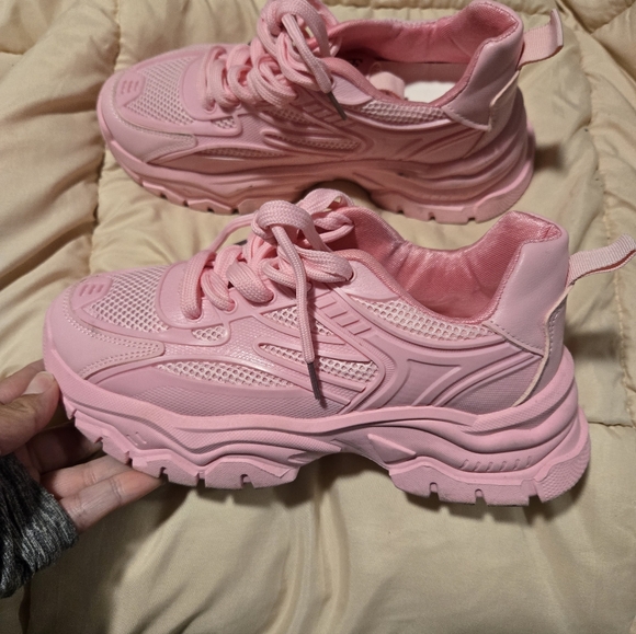 Pink Fashion Tennis Shoes Chunky Sz 7.5 - Picture 4 of 12
